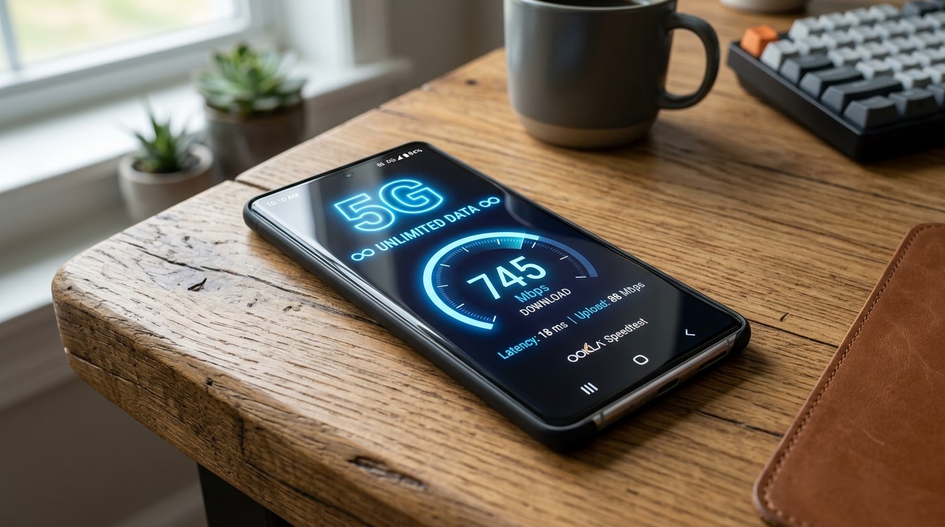 Free 5G government phone with unlimited data plan on a modern smartphone